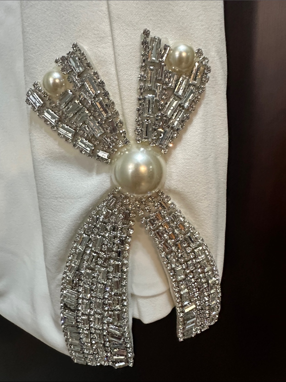 Amazing Lace | Elegant White Cowl Neck Mini Dress with Pearl & Crystal Accents - Picture 4 of 15